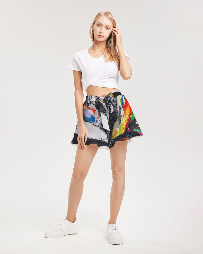 O P T I M I S T I C Women's All-Over Print Ruffle Shorts