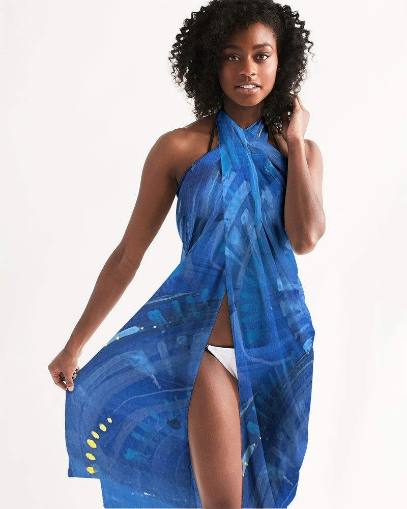 blue All-Over Print Swim Cover Up