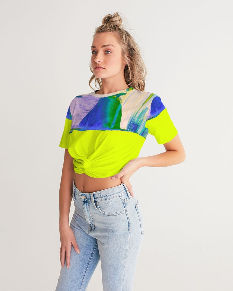 Neon Me Women's Twist-Front Cropped Tee