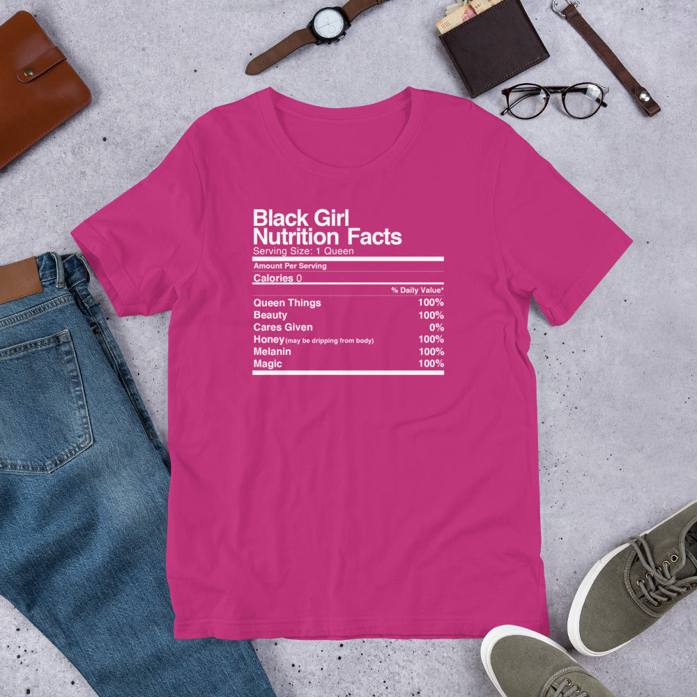 Black Girl Nutrition Facts T-Shirt - ComfiArt