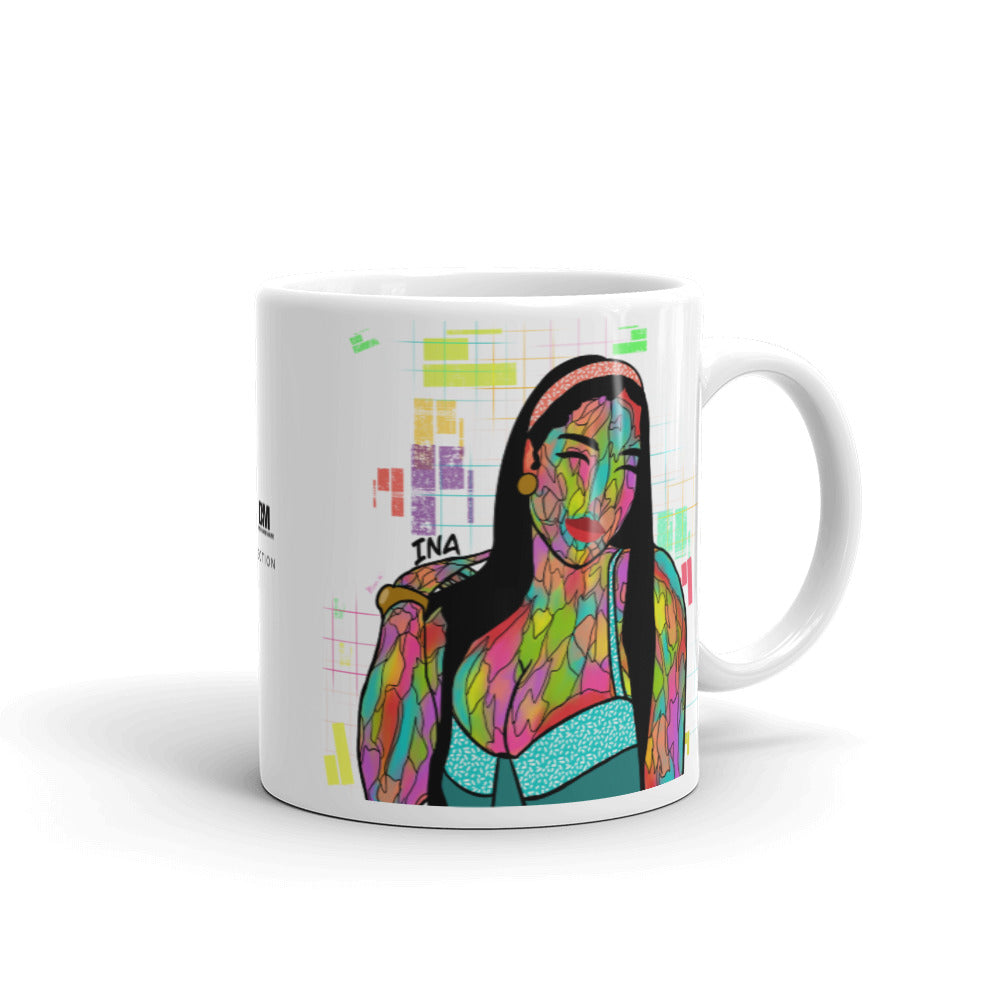 Ina White glossy mug