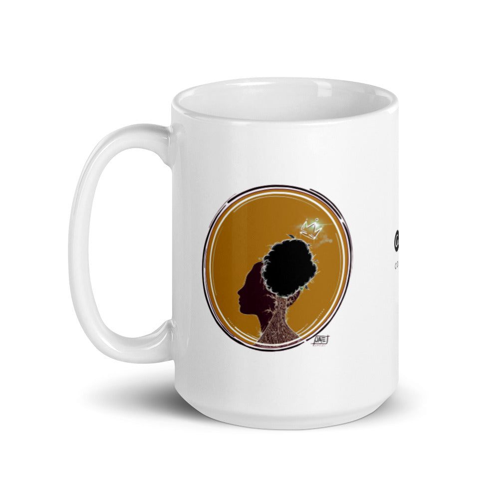 Brown Girl White glossy mug